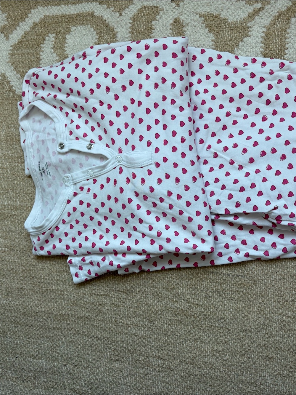 Roller Rabbit White Pajama Set with Pink Heart Print